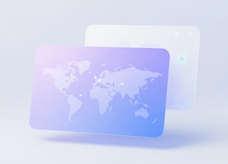 Modern dashboard mockup showing global retail network management.