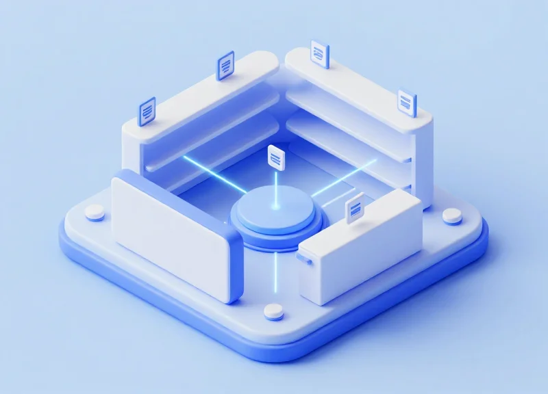 3D isometric model of a smart retail system integrating RFID and ESL.