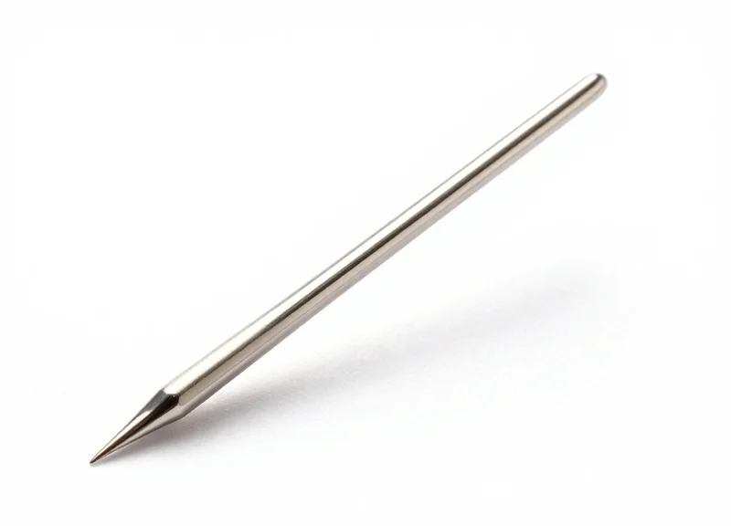 A close-up of a specialized smooth security pin designed for delicate fabrics on a white background.