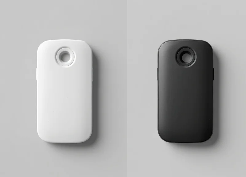 Side-by-side comparison of two different types of security tags on a neutral studio background.