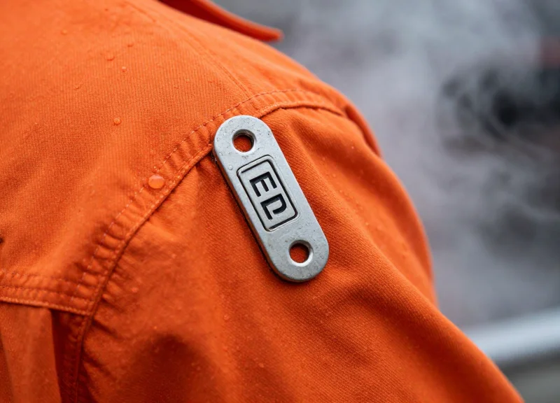 Close-up of a rugged RFID tag being subjected to water and heat in an industrial wash cycle