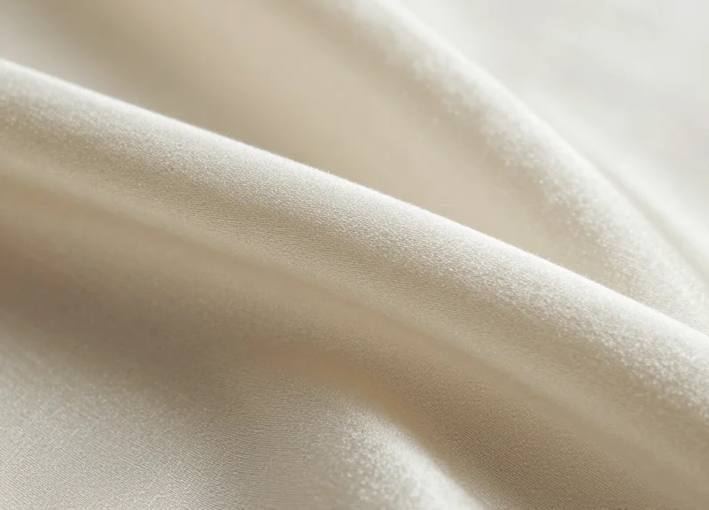 Macro photography of high-end raw silk fabric showcasing the delicate shimmering fibers and intricate weave.