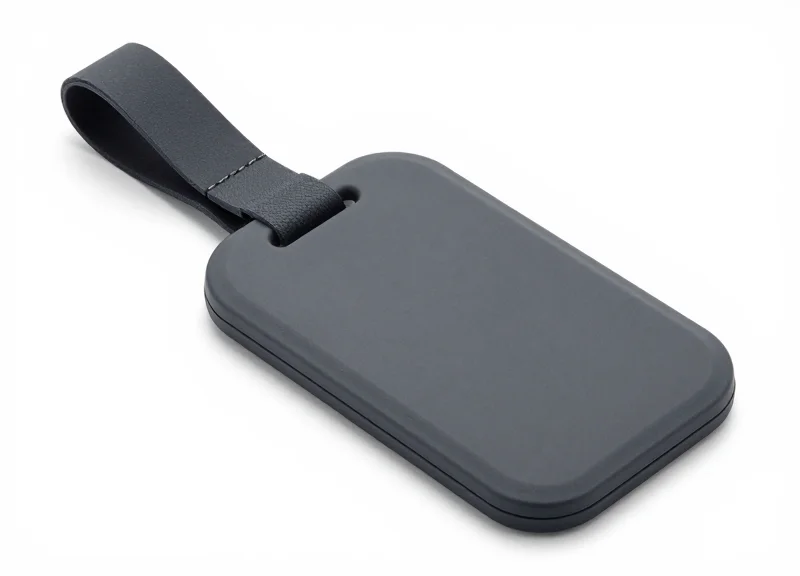 A close-up of a padded, silicone-coated security tag for premium watches.
