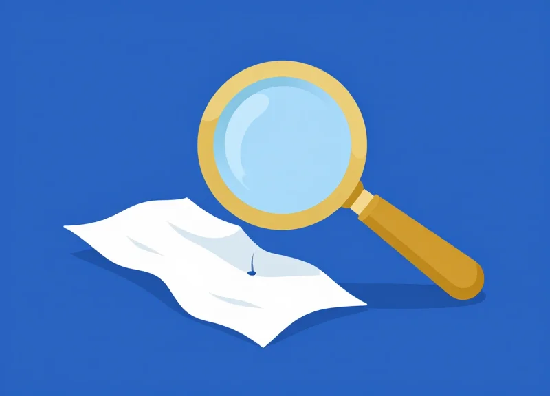 Flat vector illustration of a magnifying glass showing a puncture on delicate silk fabric.