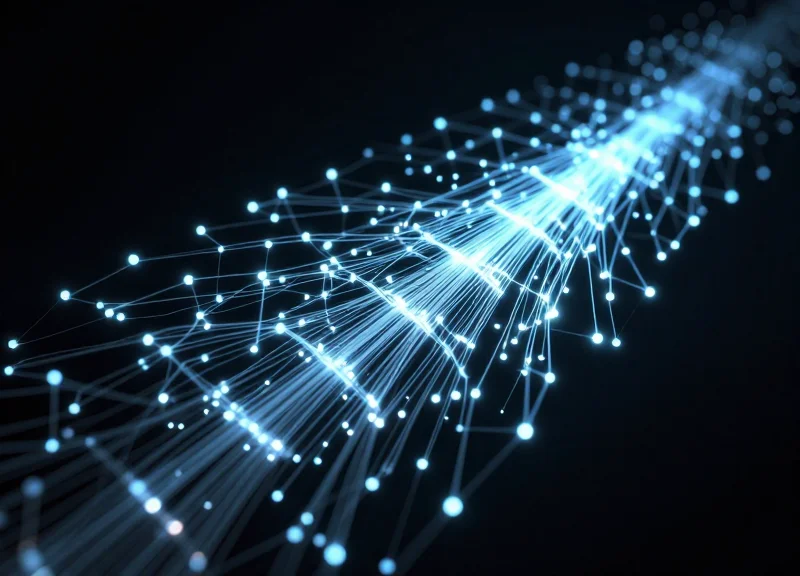 Abstract visualization of RFID signals and digital inventory nodes.