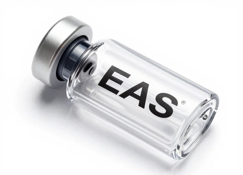 Close-up macro shot of a sleek EAS bottle security tag with a transparent shell and metallic locking mechanism.