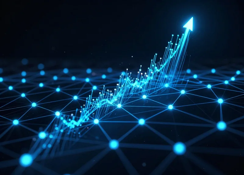 Abstract visualization of AI technology and data streams monitoring a retail environment.