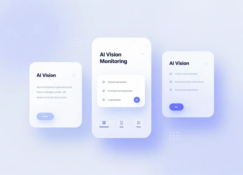 Abstract interface mockup showing security monitoring and AI vision analytics