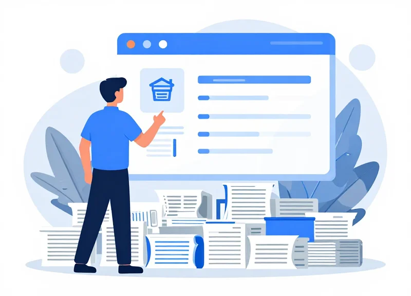 Conceptual illustration showing the transition from manual audit paperwork to a streamlined digital interface.