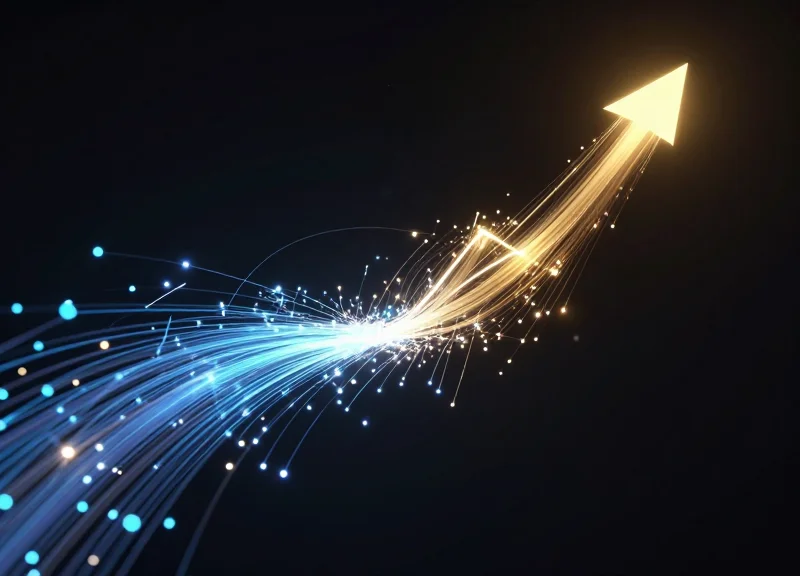 Abstract visualization of hybrid RFID and EAS signal frequencies merging.