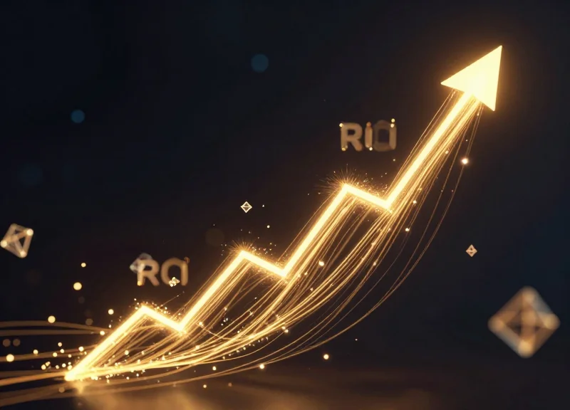 Abstract visualization of 35 percent financial growth and return on investment