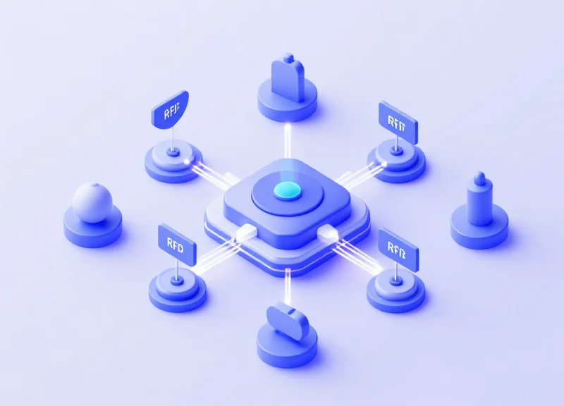 Connected logistics ecosystem showing EAS, RFID and ESL working together