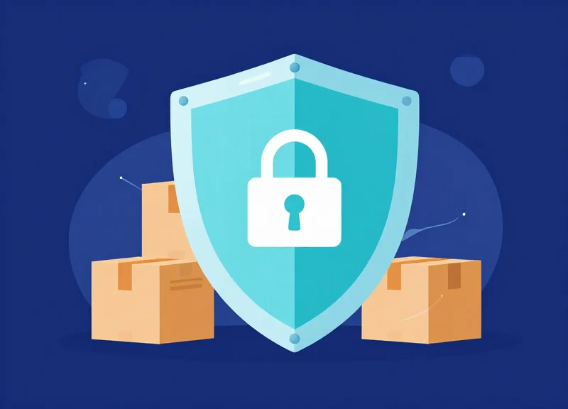 Abstract digital shield protecting a supply chain path representing security leakage prevention