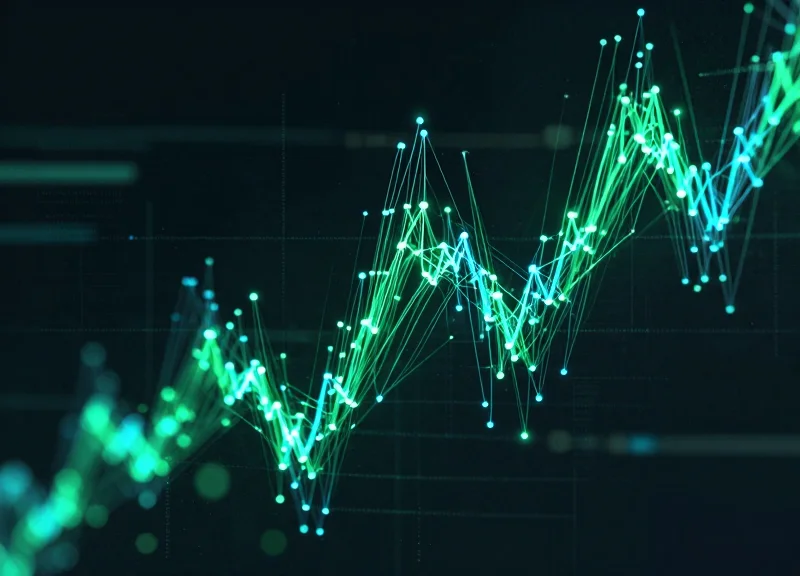 Abstract data visualization showing rising trends of cost savings and efficiency