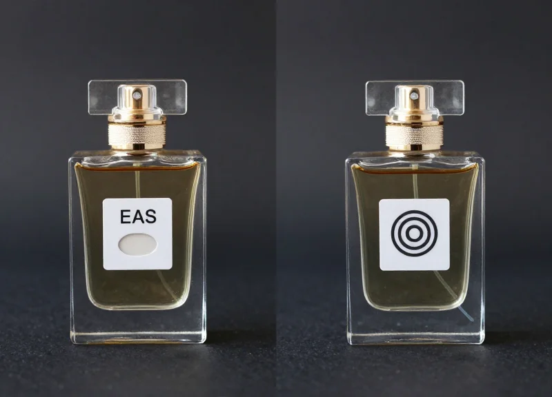 Side-by-side comparison of cosmetic items with EAS and RFID tagging solutions
