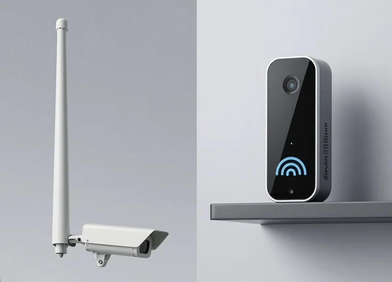 Side-by-side comparison of a traditional EAS pedestal and a modern RFID sensor.