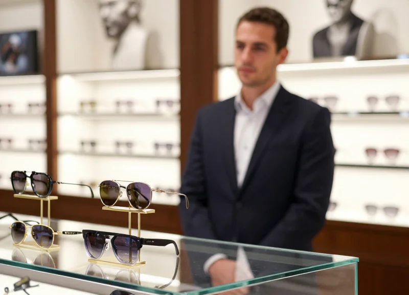 High-end eyewear security monitoring in a boutique setting