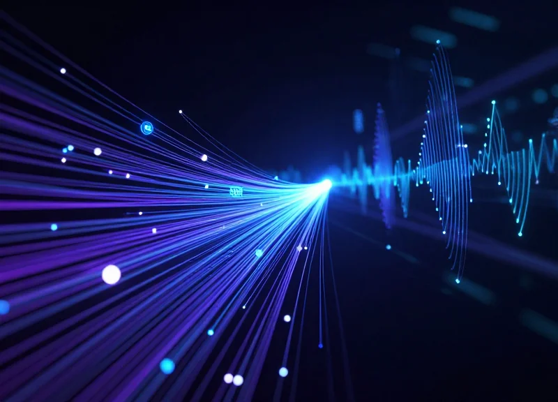Abstract digital visualization of RFID and EAS signals for inventory security tracking.