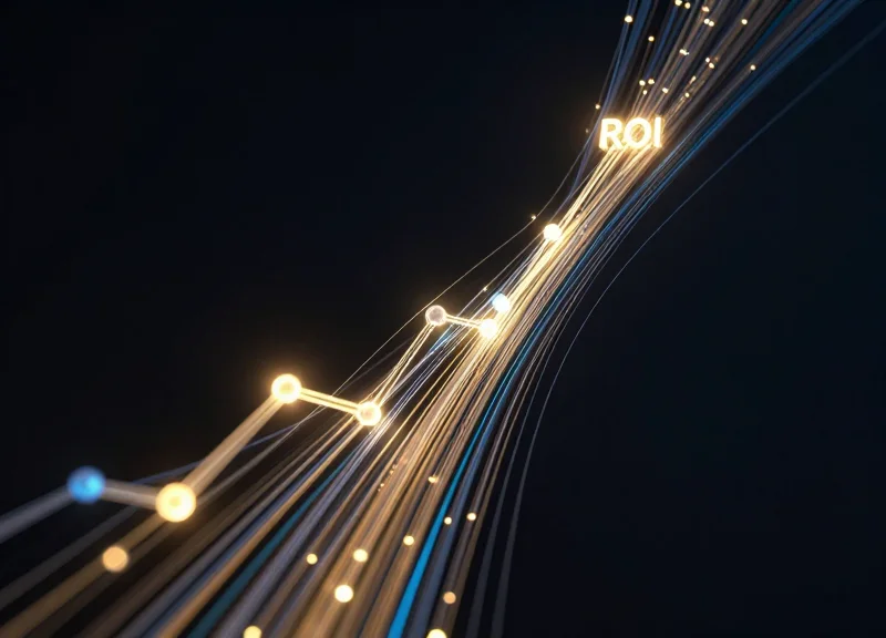 Abstract 3D data visualization showing upward growth and financial success