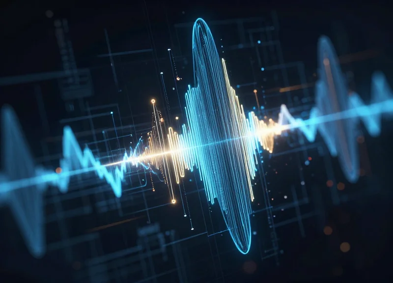 Abstract visualization of radio frequency waves and signal calibration patterns.
