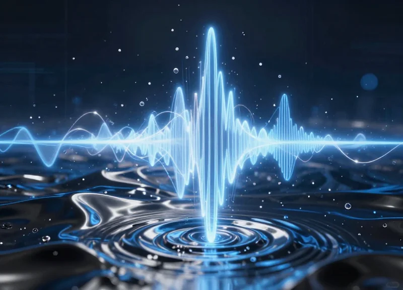 Abstract visualization of signal interference caused by metal and water.