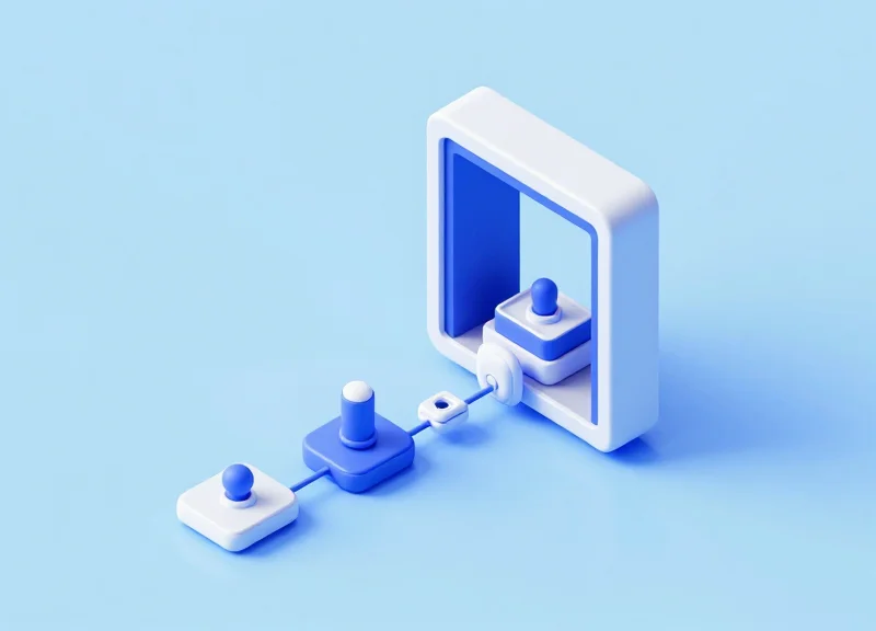 An isometric 3D model showing the workflow of instruments moving through a modern tracking system.