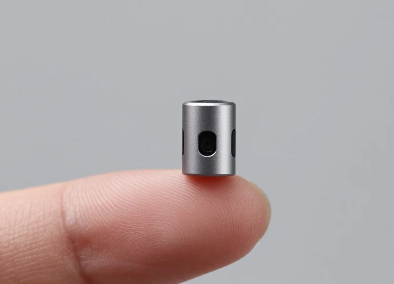 A macro shot of a tiny 15mm micro-sensor for retail security