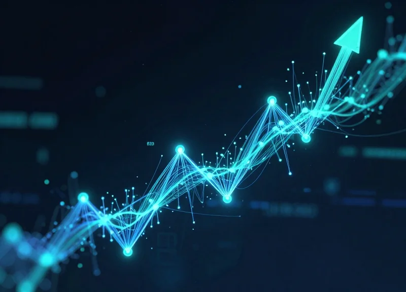 Abstract digital flow of data representing RFID inventory and analytics tracking.