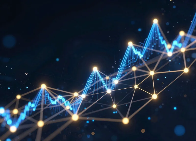 Abstract digital network representing RFID integration in retail security.