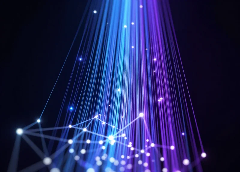 Abstract digital data visualization representing ROI and sensor analytics.