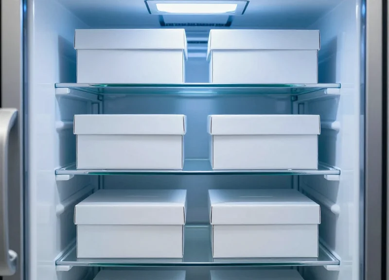 Medical inventory stored inside a high-tech laboratory refrigerator