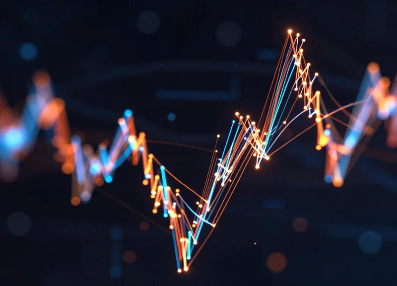 Abstract visualization of declining loss and data trends in retail.
