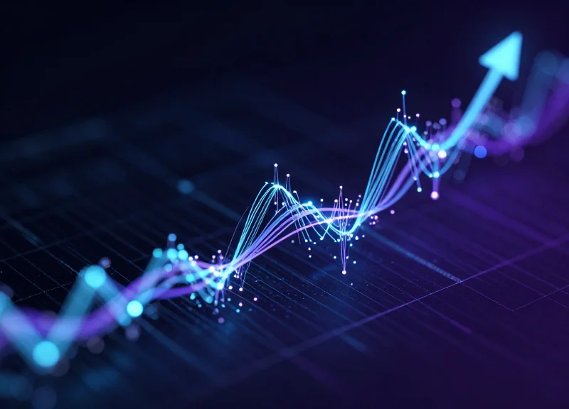 Abstract visualization of real-time inventory data flowing through a retail ecosystem.