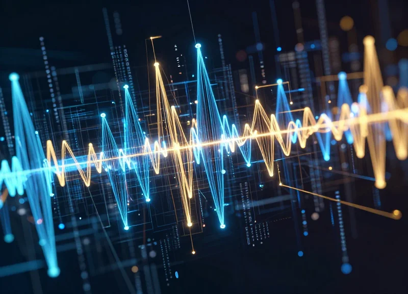 Abstract visualization of radio frequency signals and electronic interference.