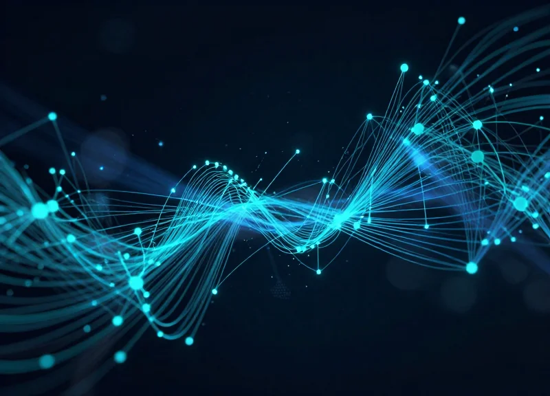 Abstract representation of AI surveillance and motion tracking in a retail environment.