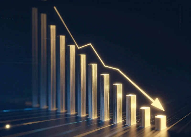 Abstract visualization showing a significant downward trend representing reduction in shrinkage.