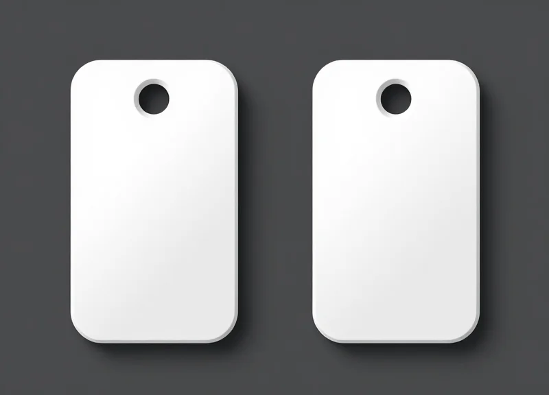 Symmetrical side-by-side comparison of two different types of generic white security tags.