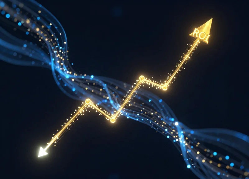 Abstract data visualization showing a significant reduction in losses and rising efficiency