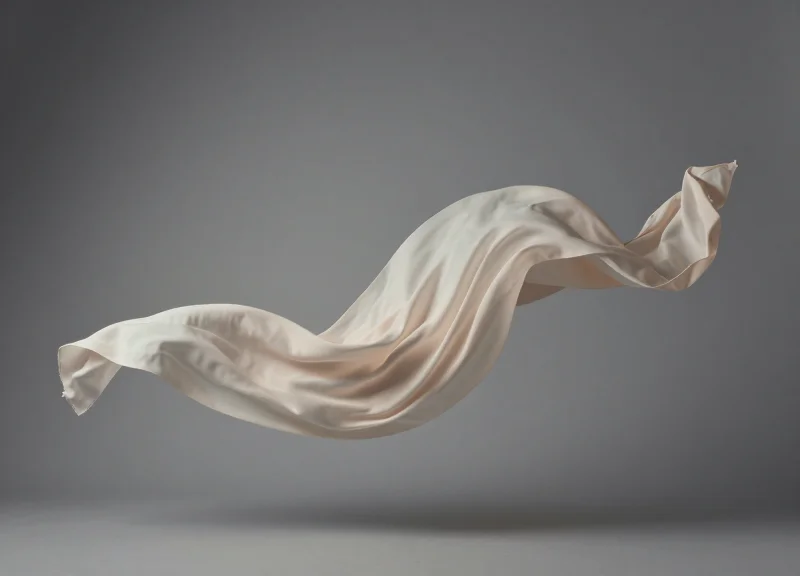 Surrealist illustration representing fabric tension and protection through soft metaphorical shapes