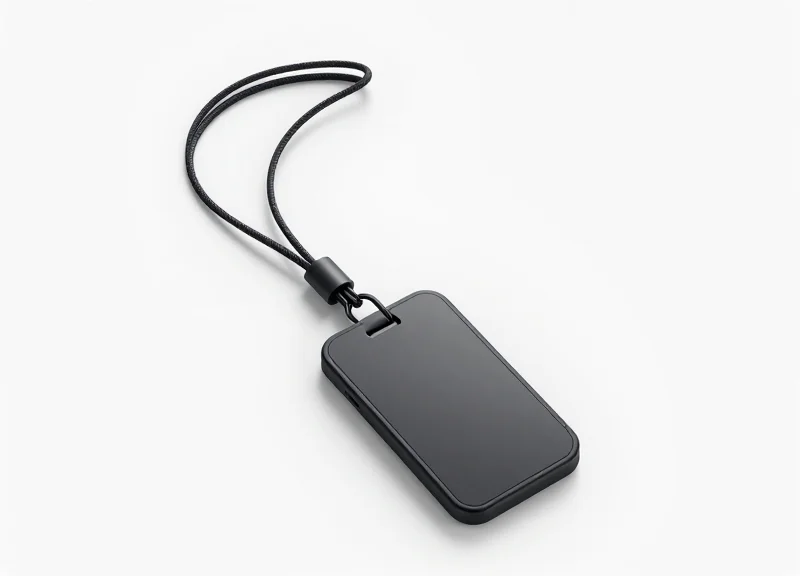 A sleek magnetic lanyard EAS tag shown in a professional product shot on a plain background.
