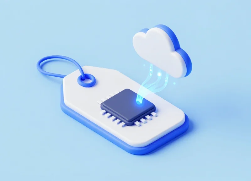 Isometric 3D model of an integrated RFID and EAS security tag system