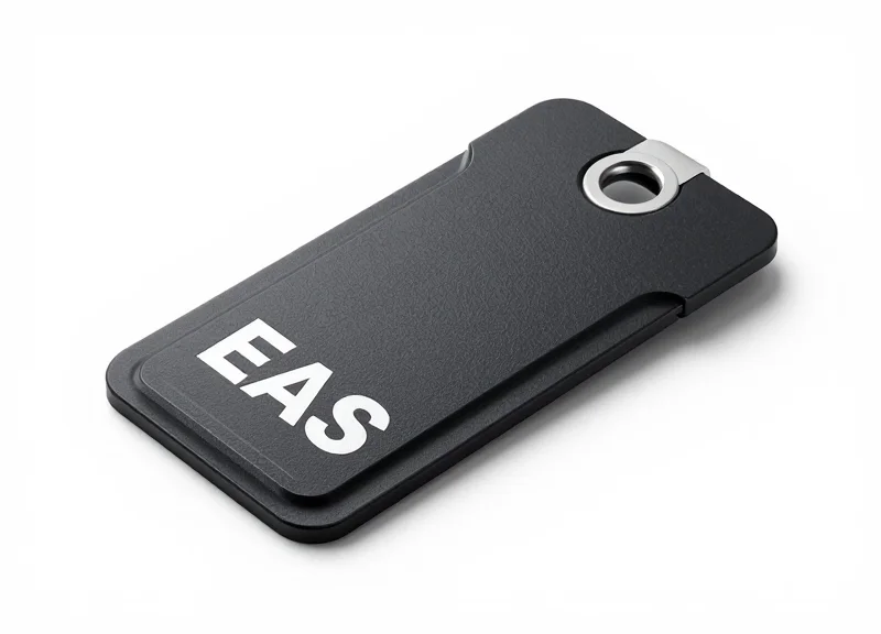 A detailed close-up of a reinforced clutch EAS security tag on a white background.