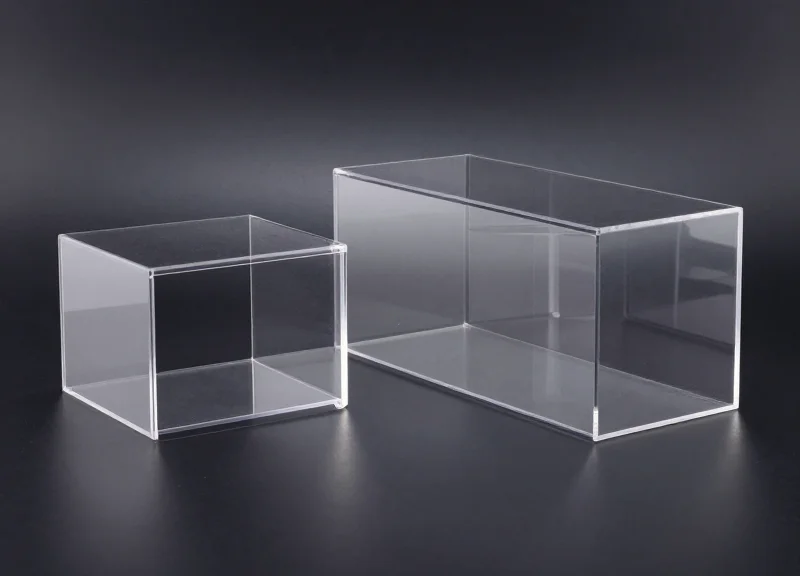 Two different sizes of transparent safer boxes side-by-side for comparison.