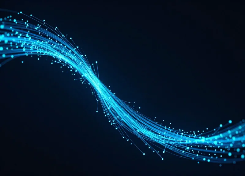 Abstract visualization of data streams showing a sharp downward trend, symbolizing a 45 percent reduction in retail shrinkage.