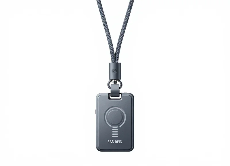 A high-tech hybrid security lanyard with a sleek industrial design on a white background.