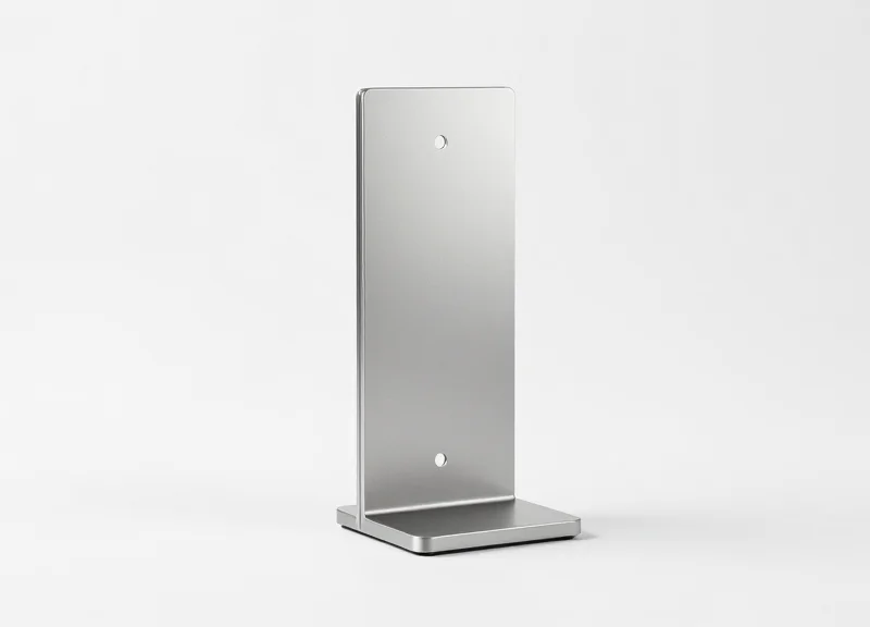 A minimalist and elegant security tether stand designed for luxury retail displays.