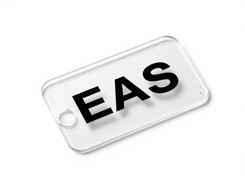A sleek, transparent zero-pressure EAS security tag specifically designed for fragile glassware.