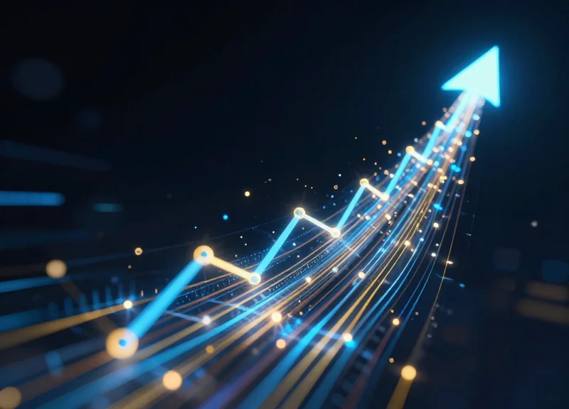 Abstract digital visualization of financial growth and loss prevention with glowing data streams.