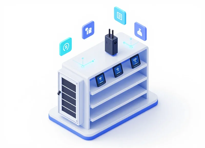 Isometric view of RFID and ESL integrated shelf system