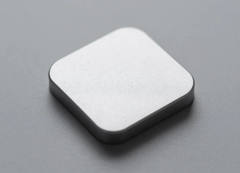 Close-up of a specialized security tag with a frost-resistant texture on a neutral background.